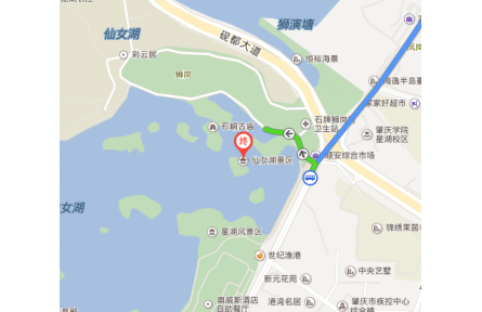 肇庆端州区仙女湖路线导航,怎么坐车去？
